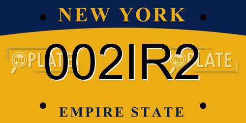 002IR2 New York License Plate