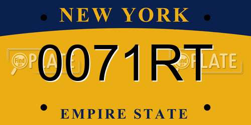 0071RT New York License Plate