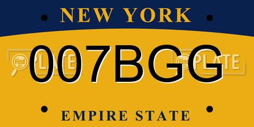 007BGG New York License Plate