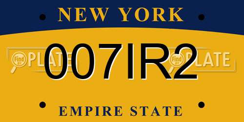 007IR2 New York License Plate