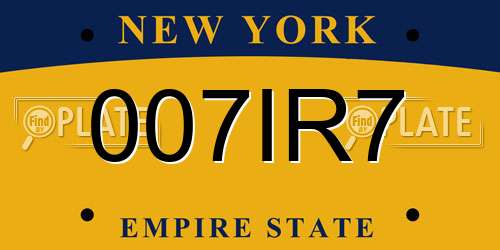 007IR7 New York License Plate