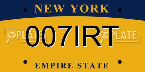 007IRT New York License Plate