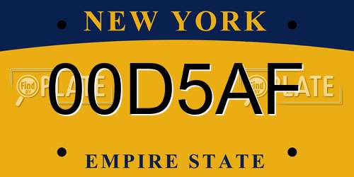 00D5AF New York License Plate