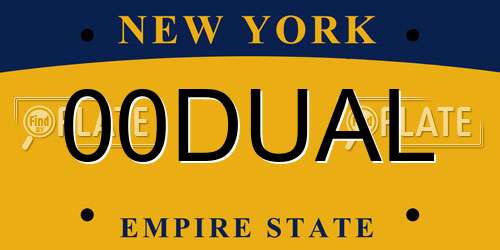 00DUAL New York License Plate