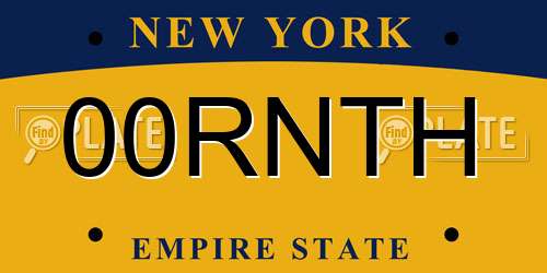 00RNTH New York License Plate