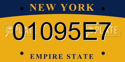 01095E7 New York License Plate