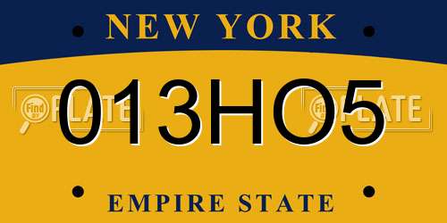 013HO5 New York License Plate
