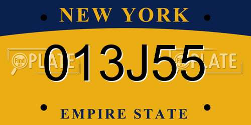 013J55 New York License Plate