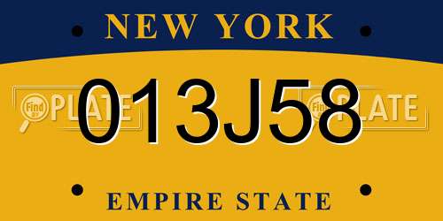 013J58 New York License Plate