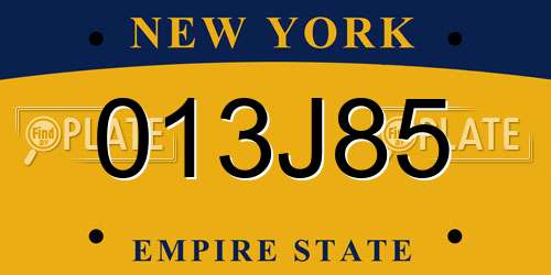013J85 New York License Plate