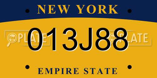 013J88 New York License Plate
