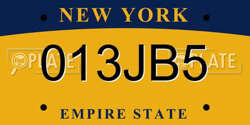 013JB5 New York License Plate