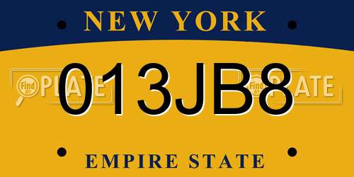 013JB8 New York License Plate