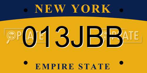 013JBB New York License Plate