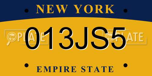 013JS5 New York License Plate