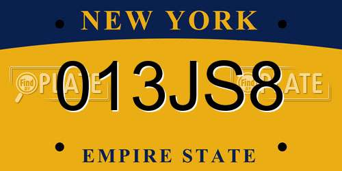 013JS8 New York License Plate