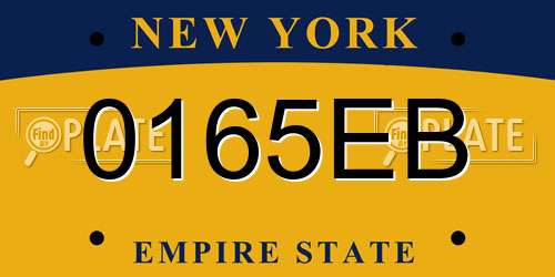 0165EB New York License Plate