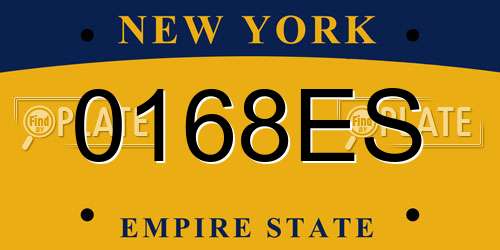 0168ES New York License Plate