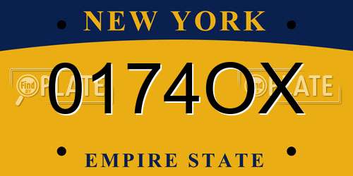 0174OX New York License Plate