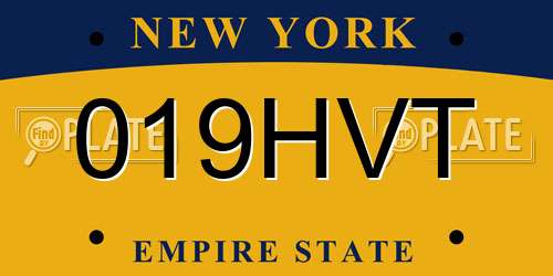 019HVT New York License Plate