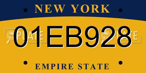01EB928 New York License Plate