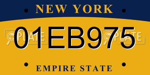01EB975 New York License Plate