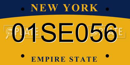 01SE056 New York License Plate