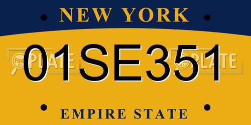 01SE351 New York License Plate