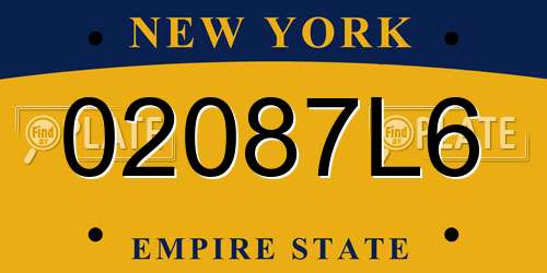 02087L6 New York License Plate