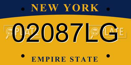 02087LG New York License Plate