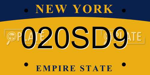 020SD9 New York License Plate