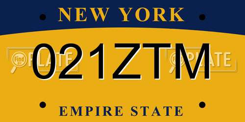 021ZTM New York License Plate