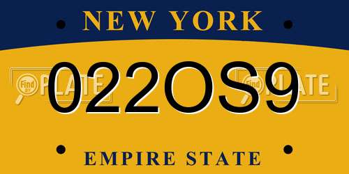 022OS9 New York License Plate