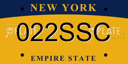 022SSC New York License Plate