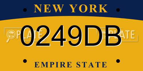 0249DB New York License Plate