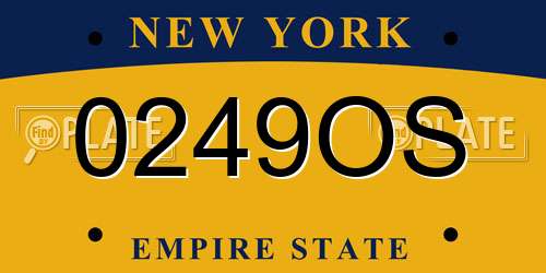 0249OS New York License Plate