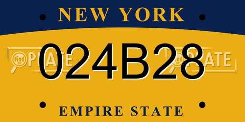 024B28 New York License Plate