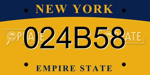 024B58 New York License Plate