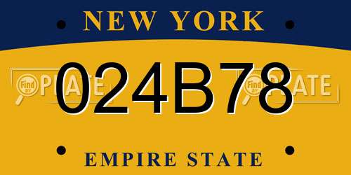 024B78 New York License Plate