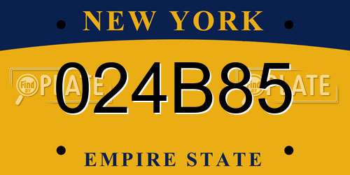 024B85 New York License Plate