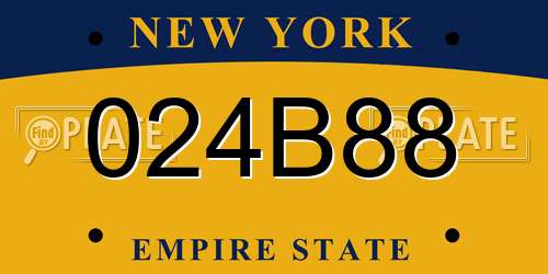 024B88 New York License Plate