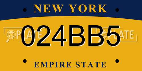 024BB5 New York License Plate