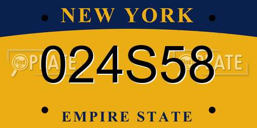 024S58 New York License Plate