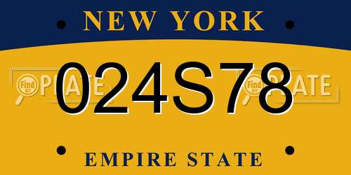 024S78 New York License Plate
