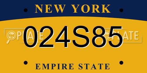 024S85 New York License Plate