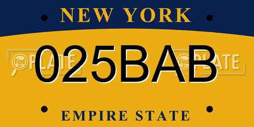 025BAB New York License Plate