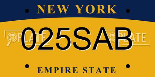 025SAB New York License Plate