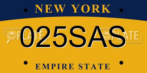 025SAS New York License Plate