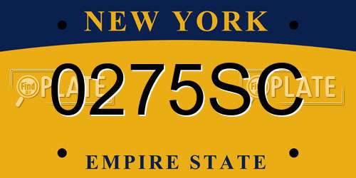 0275SC New York License Plate