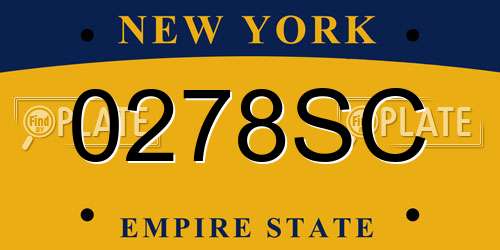 0278SC New York License Plate